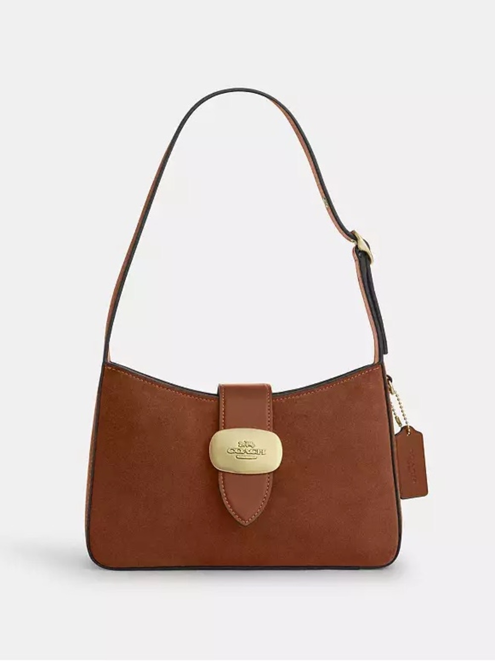 coach new Eliza Shoulder Bag With Zipper Closure In Suede NEW never used